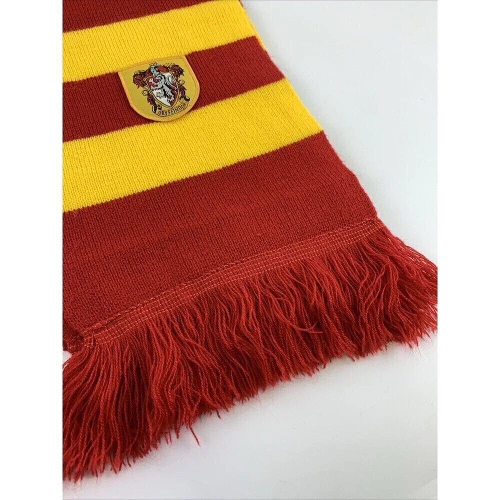 BOGO Harry Potter Gryffindor Striped Scarf Knit Fringe Patch One Size Red Yellow
